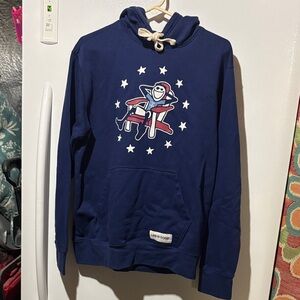 Life Is Good Men's Navy Graphic Crewneck Hoodie with Red & White Accents